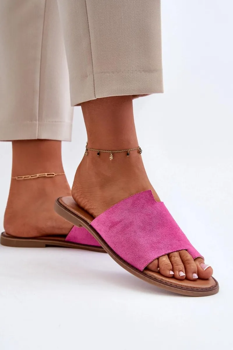 New Damskie Zamszowe Klapki Japonki Fuksja Amite Damskie Klapki Damskie Japonki|Klapki Damskie Klasyczne