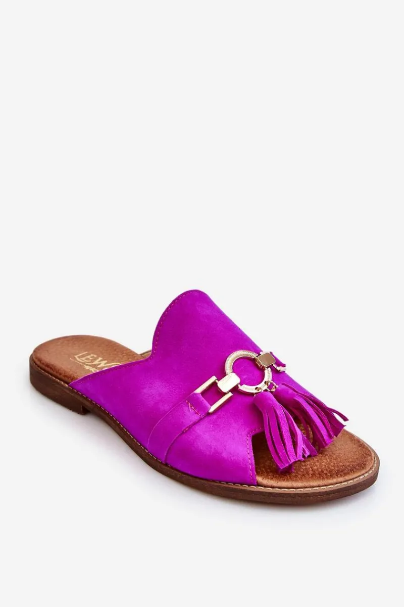 Discount Boto Damskie Zamszowe Klapki Lewski Shoes 3226 Fuksja
