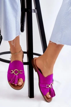 Discount Boto Damskie Zamszowe Klapki Lewski Shoes 3226 Fuksja