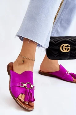 Discount Boto Damskie Zamszowe Klapki Lewski Shoes 3226 Fuksja