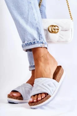 Sale Boto Damskie Zamszowe Klapki Na Masywnej Platformie Niebieskie Heritta