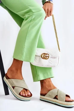 Online Damskie Zamszowe Klapki Na Platformie Zielone Neriko Damskie Klapki Na Platformie|Klapki Damskie Klasyczne