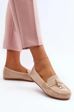 Clearance Boto Damskie Zamszowe Klasyczne Mokasyny Beżowe Ontala