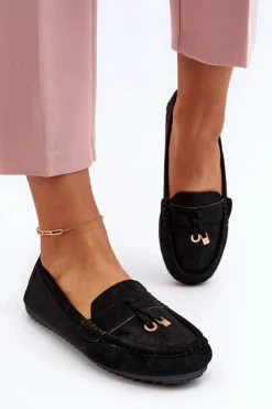 New Damskie Zamszowe Klasyczne Mokasyny Czarne Ontala Damskie Loafersy Damskie|Mokasyny Damskie Zamszowe