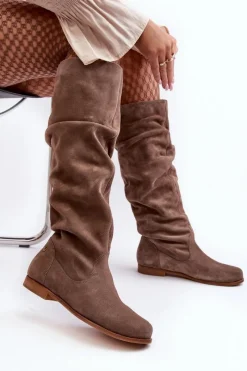 Kozaki Wiosenne|Kozaki Przed Kolano></noscript>Maciejka Damskie Zamszowe Kozaki Do Kolan 05790-04 Beżowe