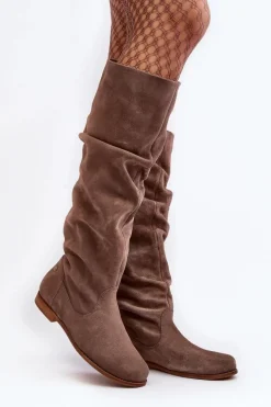 Kozaki Wiosenne|Kozaki Przed Kolano></noscript>Maciejka Damskie Zamszowe Kozaki Do Kolan 05790-04 Beżowe