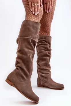 Kozaki Wiosenne|Kozaki Przed Kolano></noscript>Maciejka Damskie Zamszowe Kozaki Do Kolan 05790-04 Beżowe