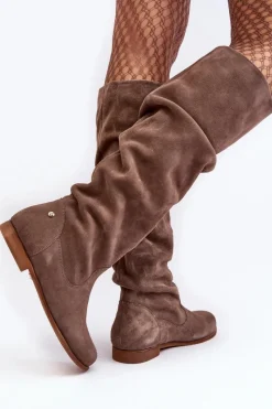 Kozaki Wiosenne|Kozaki Przed Kolano></noscript>Maciejka Damskie Zamszowe Kozaki Do Kolan 05790-04 Beżowe