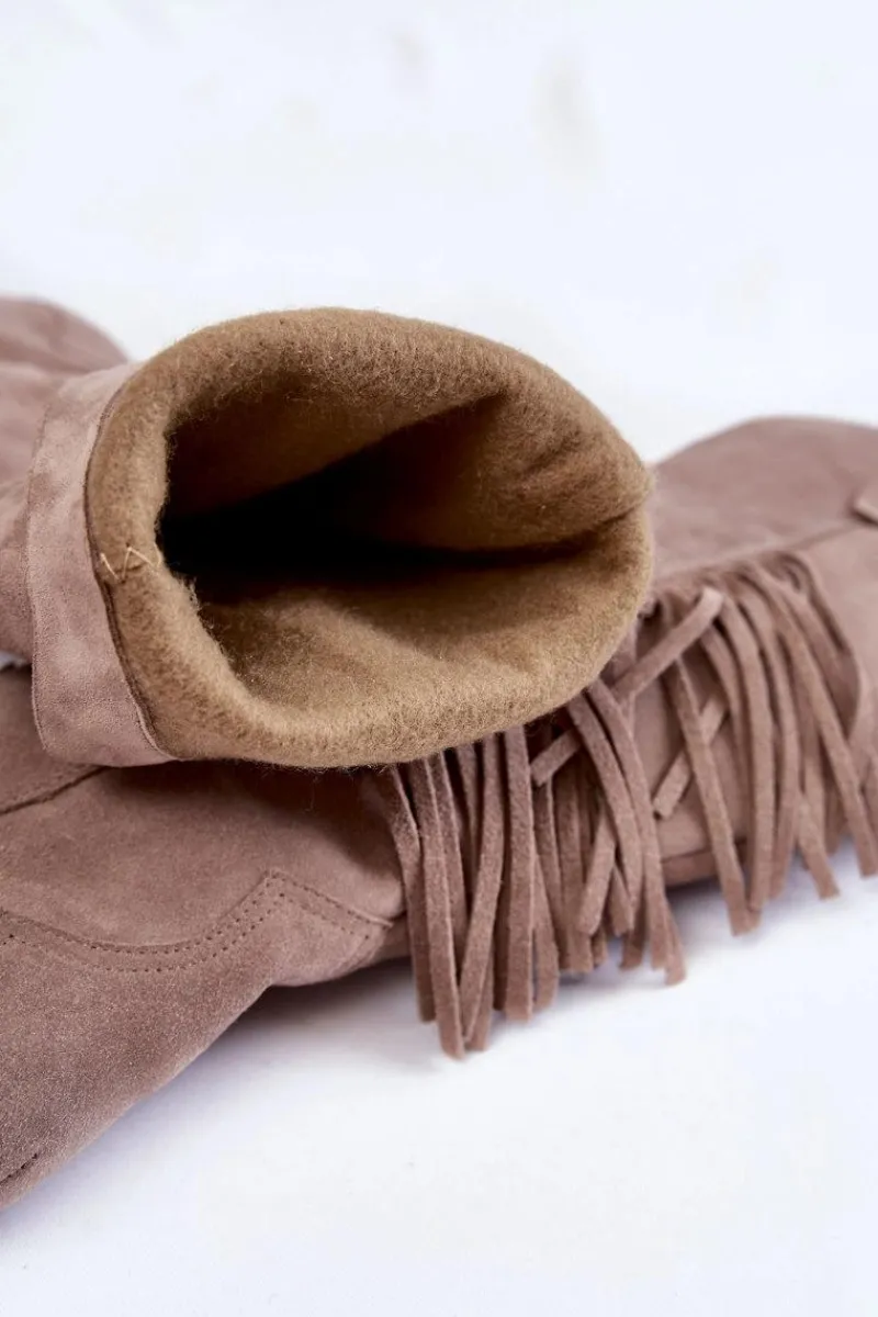 Discount Damskie Zamszowe Kozaki Kowbojki Lewski 3094/F Szare Damskie Kozaki Wiosenne|Kozaki Przed Kolano