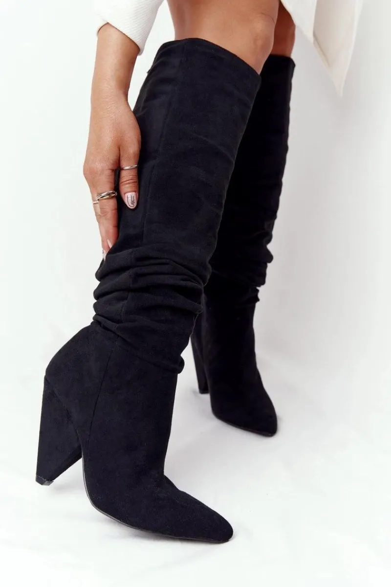 Online Damskie Zamszowe Kozaki Lu Boo Czarne Damskie Kozaki Wiosenne|Kozaki Na Obcasie