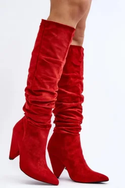 Online Boto Damskie Zamszowe Kozaki Lu Boo Czerwone