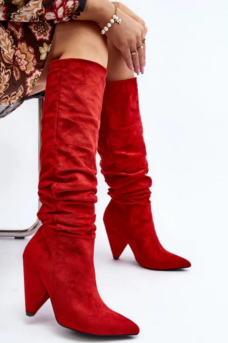 Online Boto Damskie Zamszowe Kozaki Lu Boo Czerwone