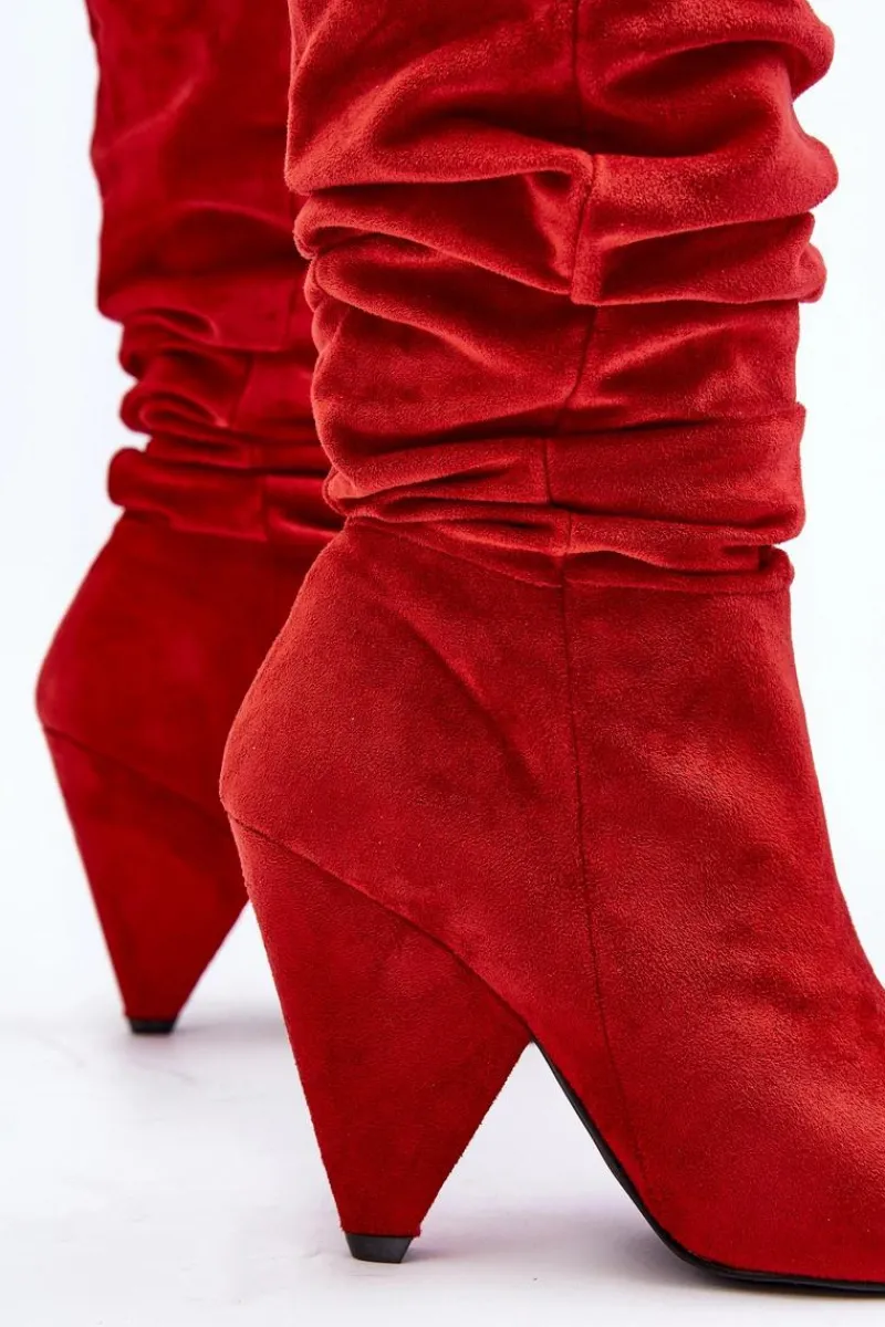 Online Boto Damskie Zamszowe Kozaki Lu Boo Czerwone