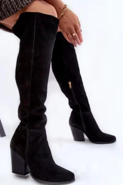 Best Boto Damskie Zamszowe Kozaki Muszkieterki Lewski 2833 Czarne