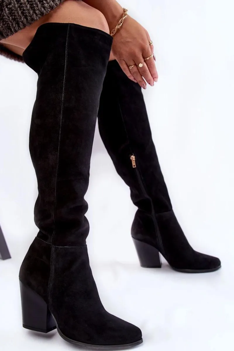 Best Boto Damskie Zamszowe Kozaki Muszkieterki Lewski 2833 Czarne