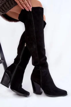 Best Boto Damskie Zamszowe Kozaki Muszkieterki Lewski 2833 Czarne