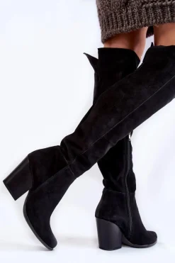 Best Boto Damskie Zamszowe Kozaki Muszkieterki Lewski 2833 Czarne