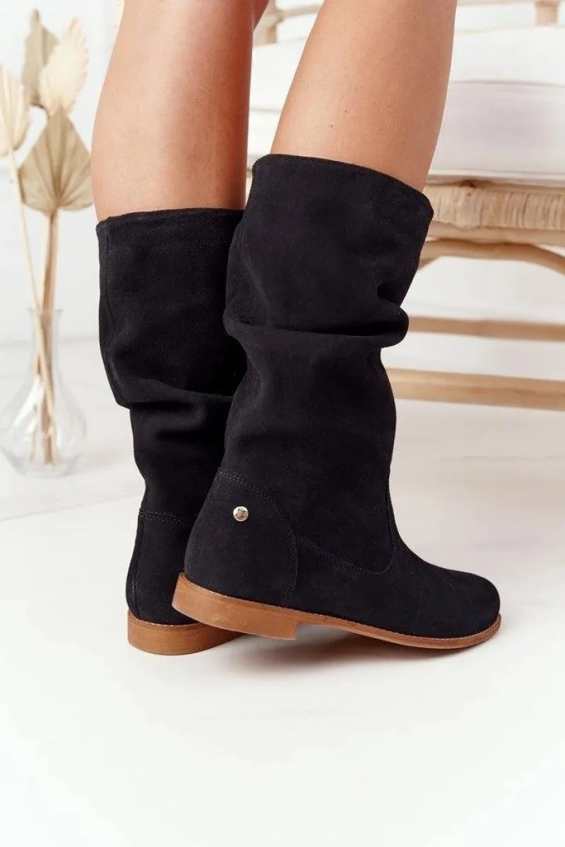 Maciejka Damskie Zamszowe Kozaki 05057-01 Czarne