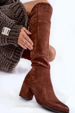 Kozaki Za Kolano|Kozaki Na Obcasie></noscript>Boto Damskie Zamszowe Kozaki Za Kolano La.Fi 270056FX-SU Ciemnobrązowe