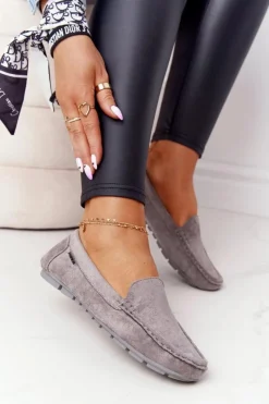 Damskie Zamszowe Mokasyny Szare San Marino Damskie Mokasyny Damskie Zamszowe