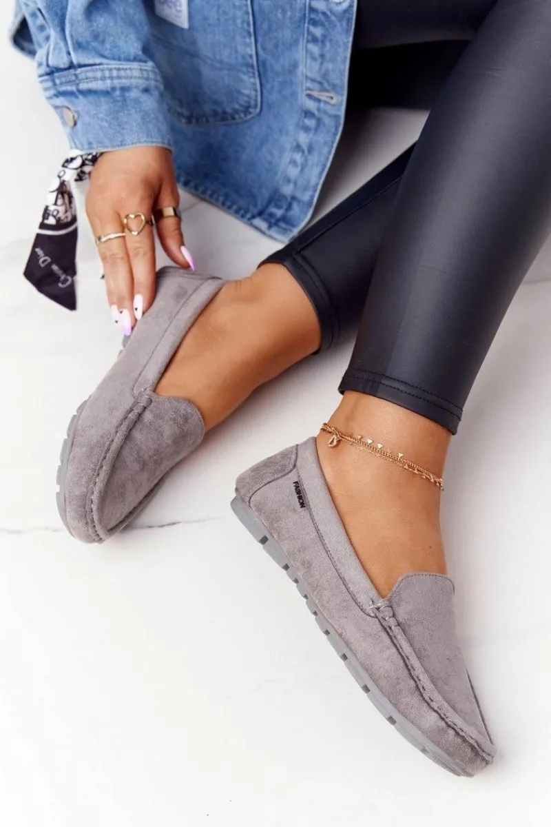 Damskie Zamszowe Mokasyny Szare San Marino Damskie Mokasyny Damskie Zamszowe