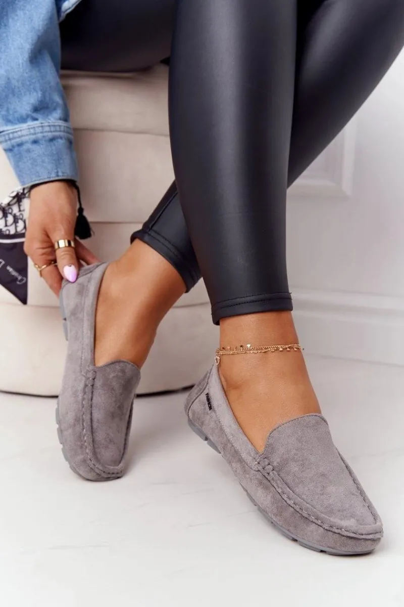 Damskie Zamszowe Mokasyny Szare San Marino Damskie Mokasyny Damskie Zamszowe