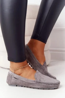 Damskie Zamszowe Mokasyny Szare San Marino Damskie Mokasyny Damskie Zamszowe