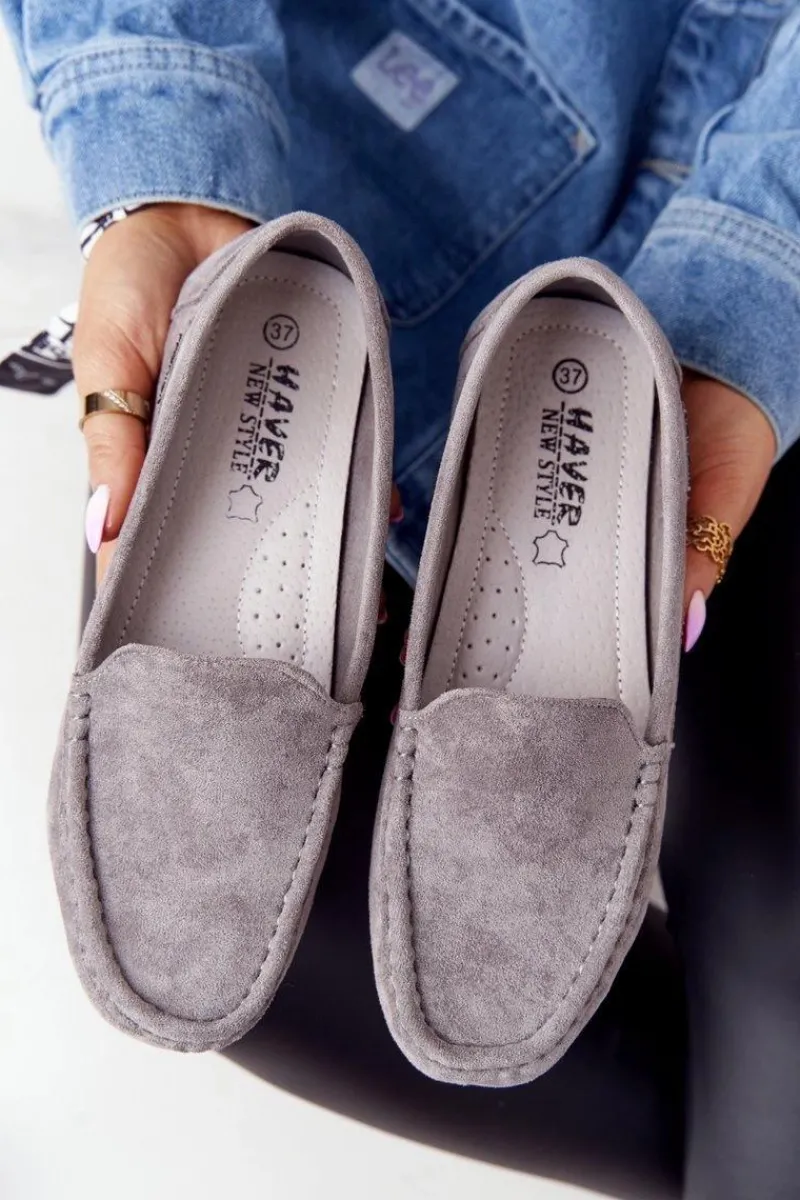 Damskie Zamszowe Mokasyny Szare San Marino Damskie Mokasyny Damskie Zamszowe