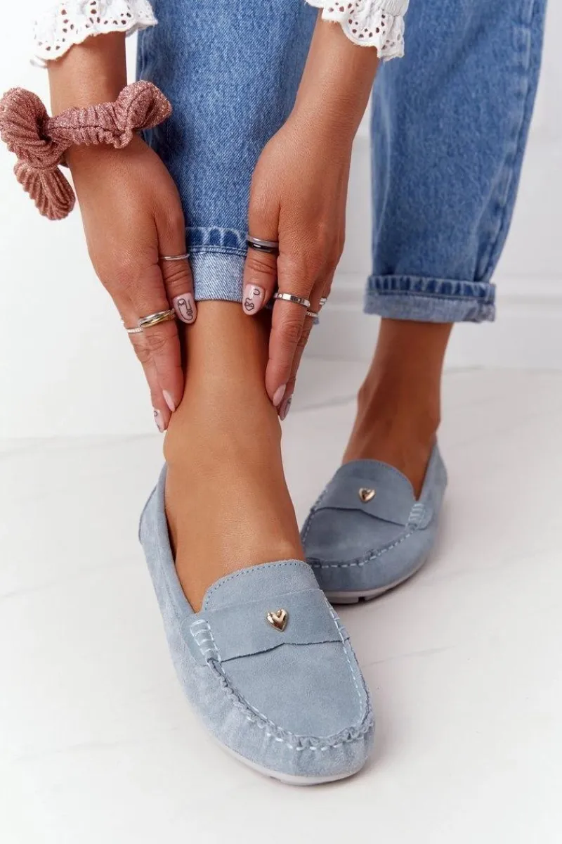 Damskie Zamszowe Mokasyny S.Barski Niebieskie Damskie Mokasyny Damskie Zamszowe