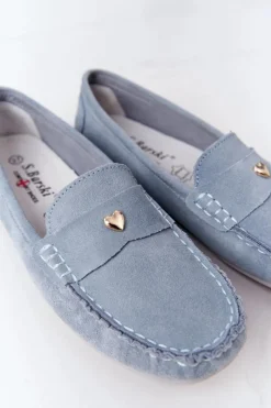 Damskie Zamszowe Mokasyny S.Barski Niebieskie Damskie Mokasyny Damskie Zamszowe