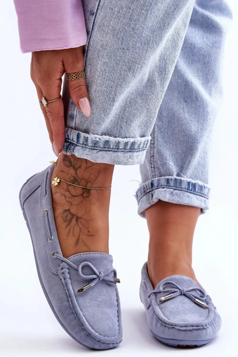 New Boto Damskie Zamszowe Mokasyny e Si Passione Niebieski