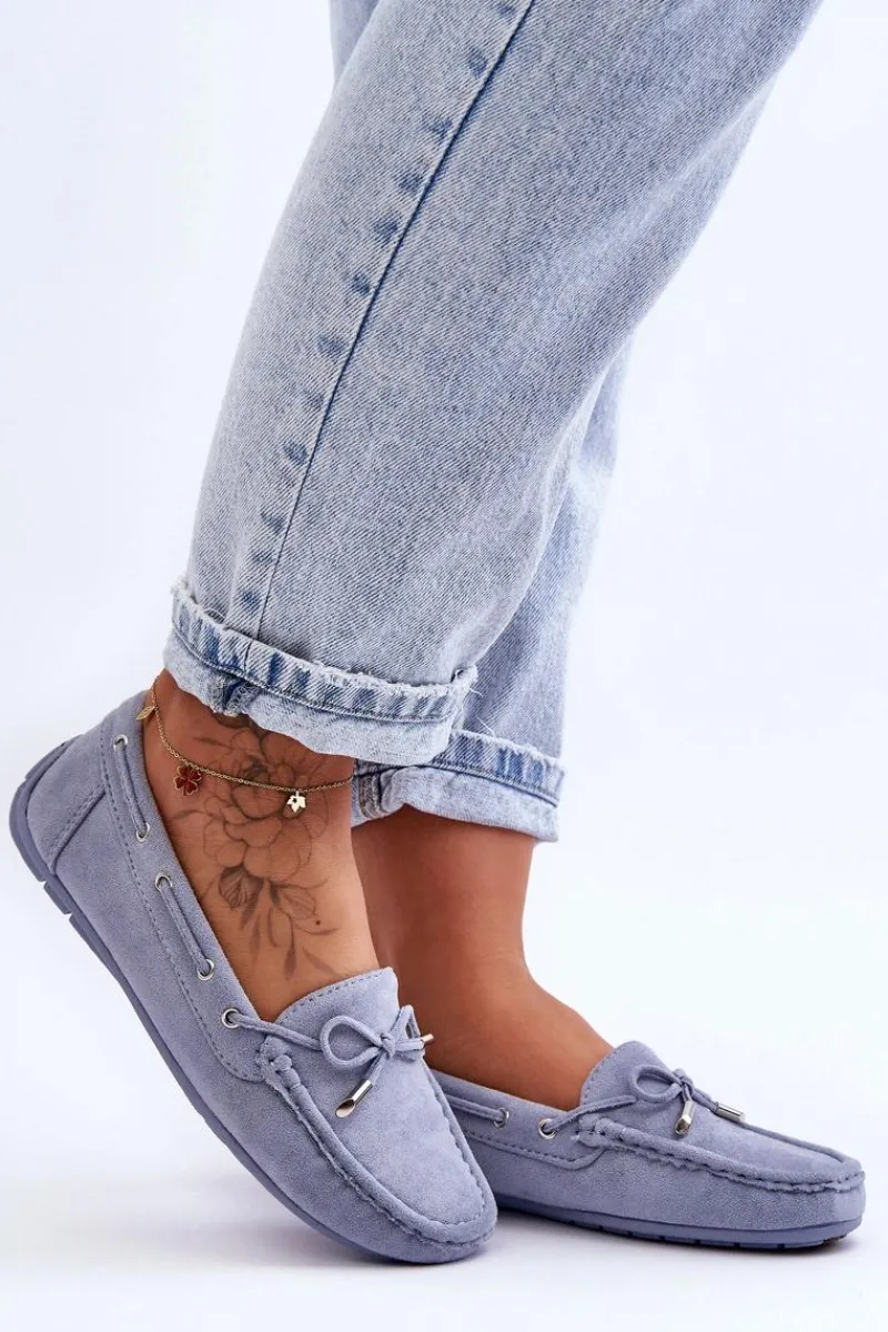 New Boto Damskie Zamszowe Mokasyny e Si Passione Niebieski