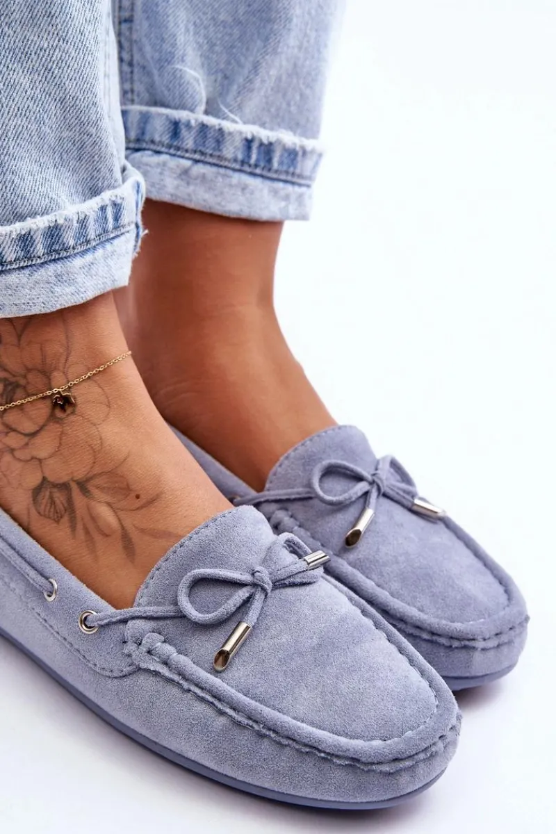 New Boto Damskie Zamszowe Mokasyny e Si Passione Niebieski