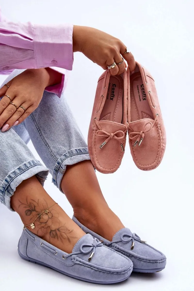 New Boto Damskie Zamszowe Mokasyny e Si Passione Niebieski