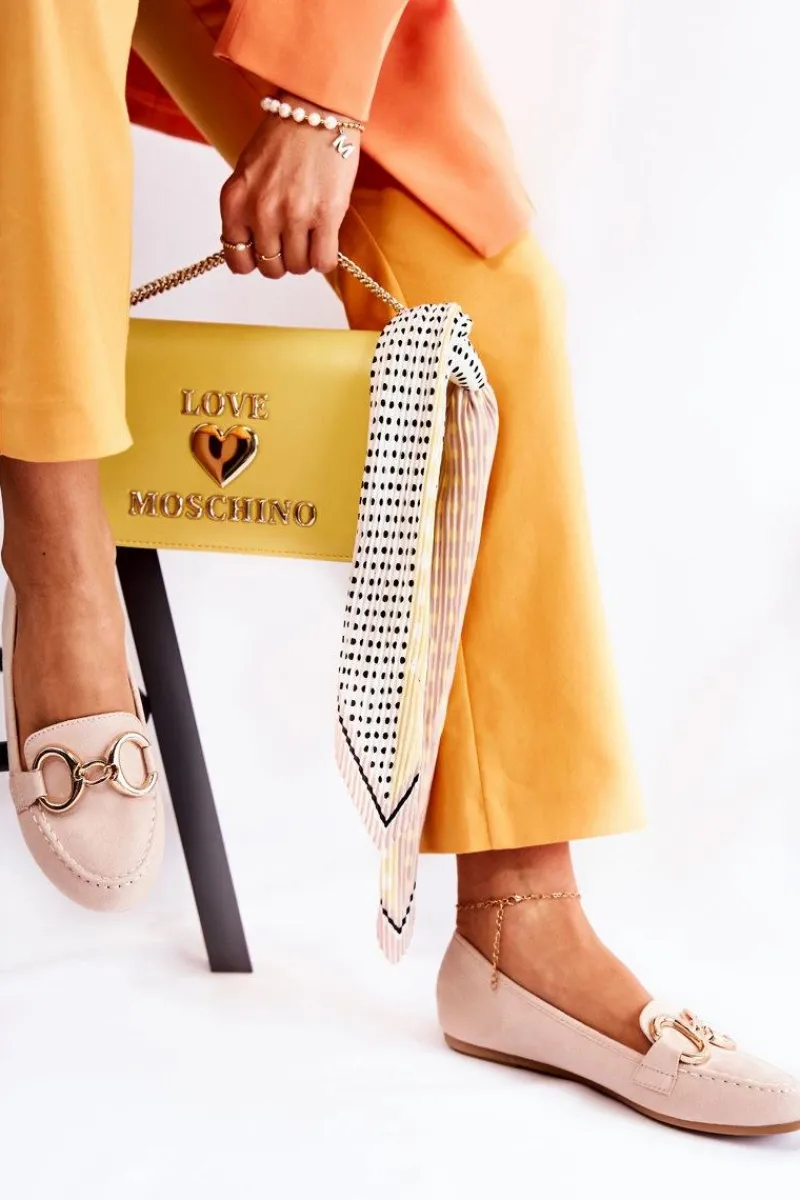 Sale Damskie Zamszowe Mokasyny Z Ozdobą Beżowe Reality Damskie Loafersy Damskie|Mokasyny Płaskie