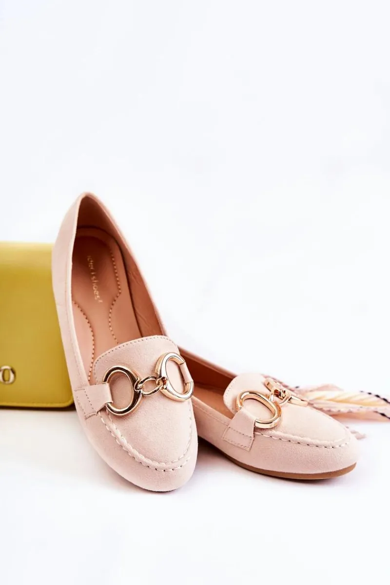 Sale Damskie Zamszowe Mokasyny Z Ozdobą Beżowe Reality Damskie Loafersy Damskie|Mokasyny Płaskie