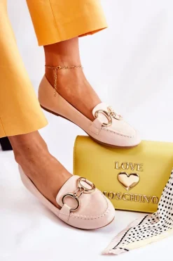 Sale Damskie Zamszowe Mokasyny Z Ozdobą Beżowe Reality Damskie Loafersy Damskie|Mokasyny Płaskie