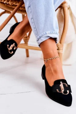 Discount Boto Damskie Zamszowe Mokasyny Baleriny Czarne Mary-Jane