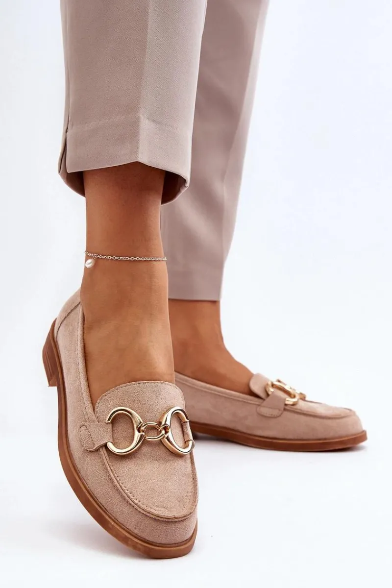 Loafersy Damskie|Mokasyny Płaskie>Buty damskie Vinceza Damskie Zamszowe Mokasyny Z Ozdobą Beżowe Echonesa