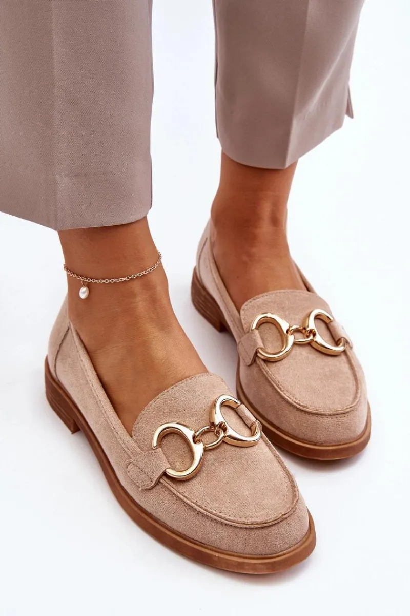 Loafersy Damskie|Mokasyny Płaskie>Buty damskie Vinceza Damskie Zamszowe Mokasyny Z Ozdobą Beżowe Echonesa