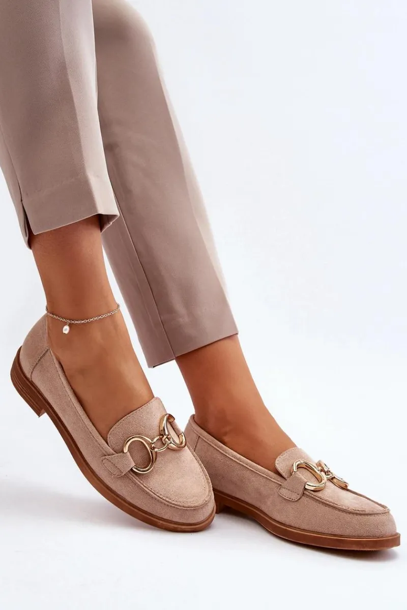 Loafersy Damskie|Mokasyny Płaskie>Buty damskie Vinceza Damskie Zamszowe Mokasyny Z Ozdobą Beżowe Echonesa