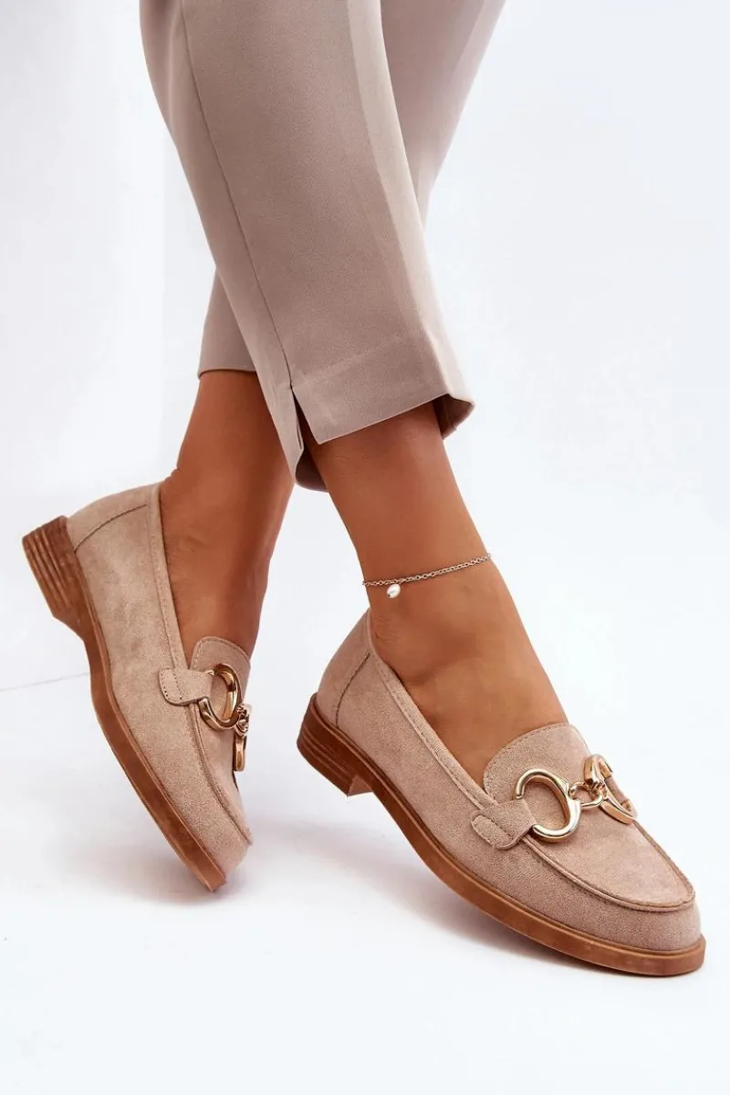 Loafersy Damskie|Mokasyny Płaskie>Buty damskie Vinceza Damskie Zamszowe Mokasyny Z Ozdobą Beżowe Echonesa