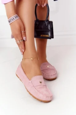 Mokasyny Damskie Zamszowe>Damskie buty S.Barski Damskie Zamszowe Mokasyny S.Barski Różowe