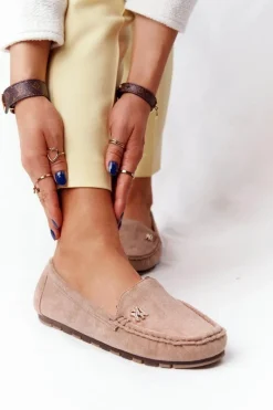 Outlet Damskie Zamszowe Mokasyny Jasny Brąz Madelyn Damskie Mokasyny Damskie Zamszowe