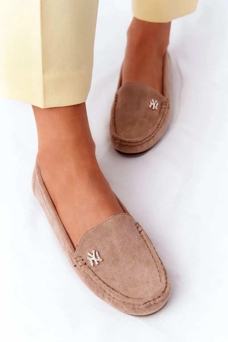 Outlet Damskie Zamszowe Mokasyny Jasny Brąz Madelyn Damskie Mokasyny Damskie Zamszowe