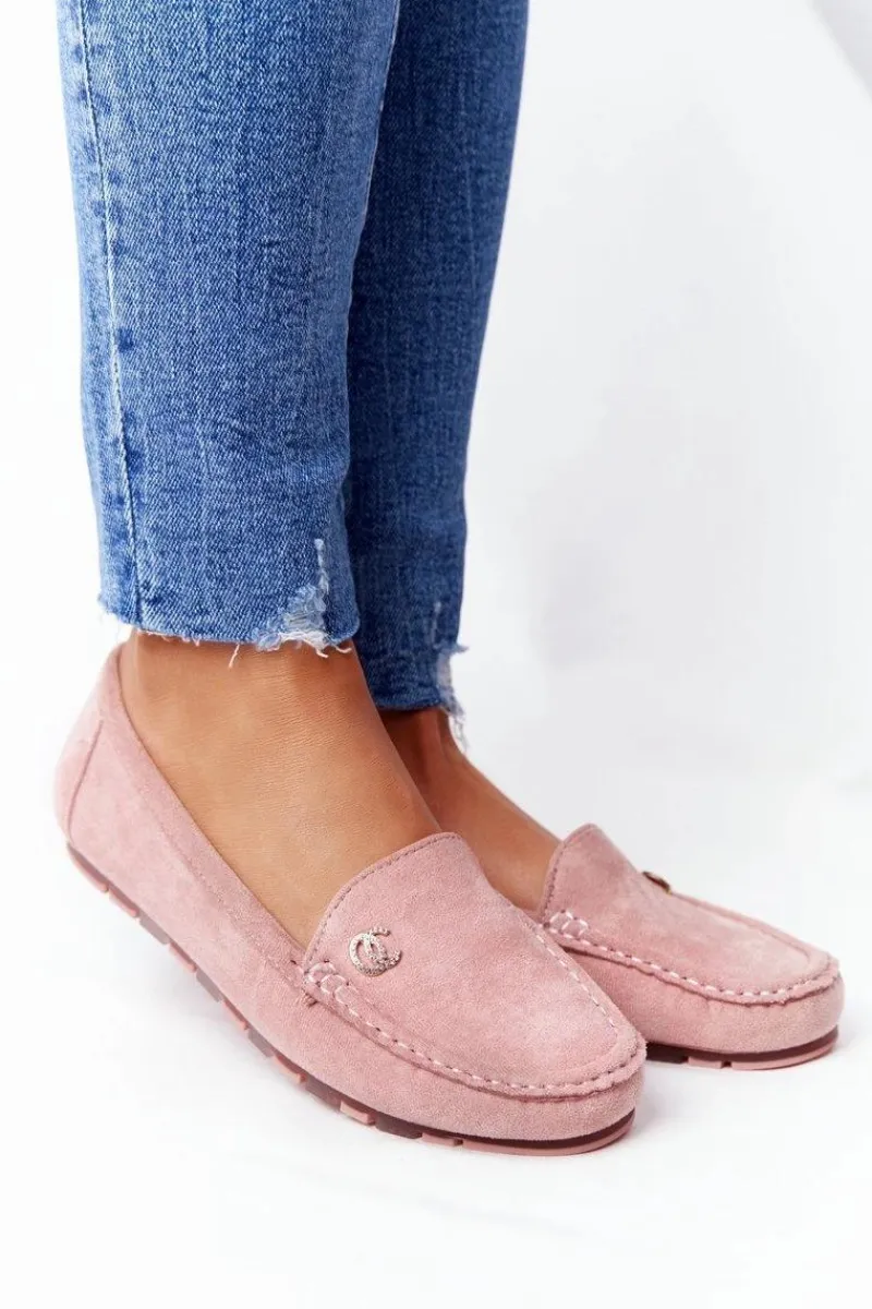 Clearance Boto Damskie Zamszowe Mokasyny Różowe Madelyn