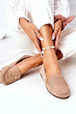 Clearance Damskie Zamszowe Mokasyny Jasny Brąz Madelyn Damskie Mokasyny Damskie Zamszowe