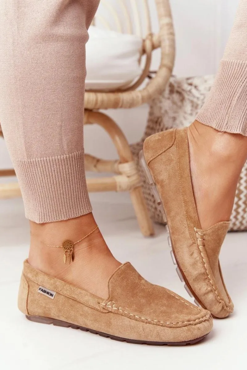 Boto Damskie Zamszowe Mokasyny Beżowe San Marino