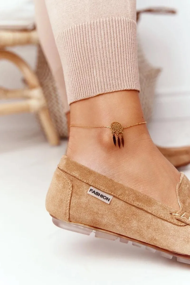 Boto Damskie Zamszowe Mokasyny Beżowe San Marino