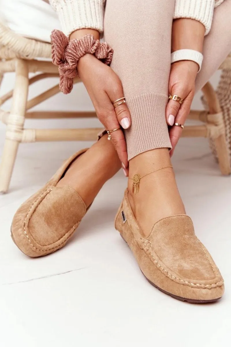 Boto Damskie Zamszowe Mokasyny Beżowe San Marino